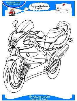 Çocuklar İçin Motor Boyama Sayfaları 